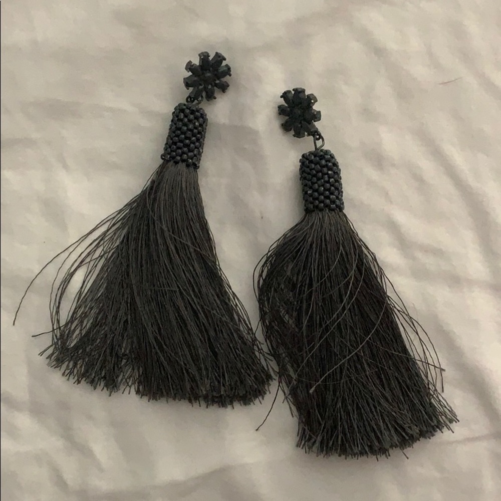 Gray tassel earrings